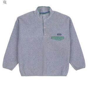 Men's Synchilla® Snap-T® Pullover fleece grey sweater with green detail size XL